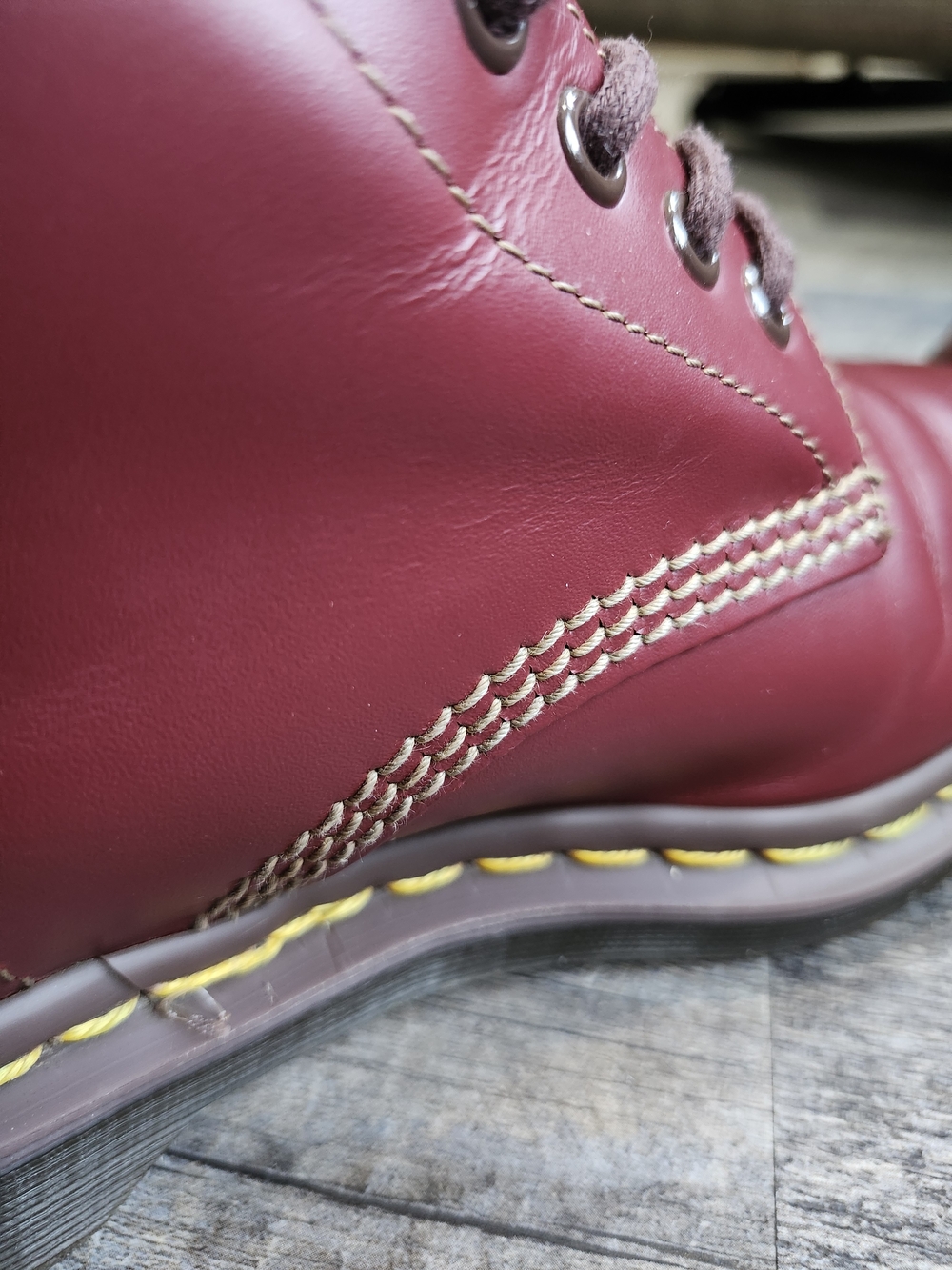 Dr. Martens Vintage 1460 Made In England Burgundy / Oxblood Quilon White Stitch - Picture 14 of 16